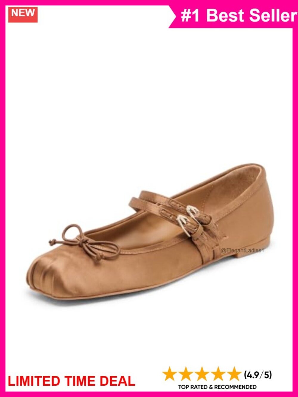 Mary Jane Ballet Flats Square Toe Bow Buckle Women's Shoes
